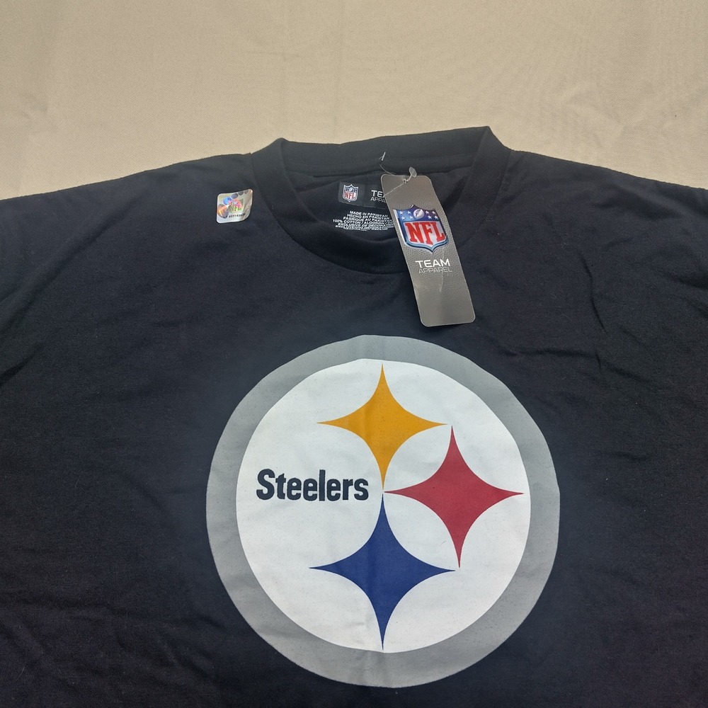 NFL Team Apparel Pittsburgh Steelers T-Shirt Mens XL Black Graphic Logo Cotton